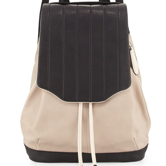 Rag & Bone Pilot Two Tone Backpack Leather Fawn Black Colorblock Purse Suede - Picture 16 of 16